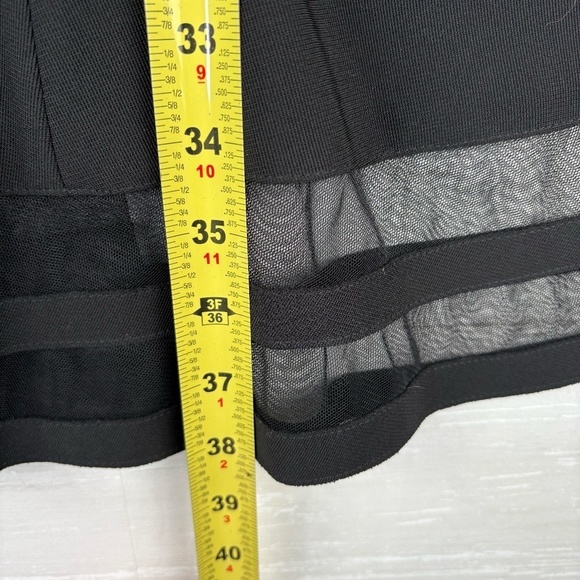 WHBM Black Sleeveless Flare Dress Midi Dress with Lace Netting Hem Line Size 00 - Picture 6 of 14